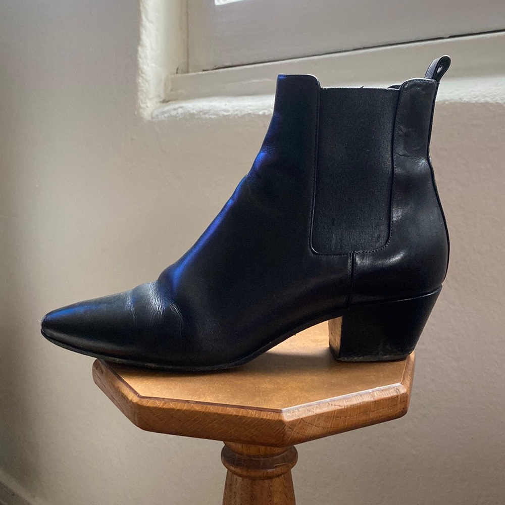 Black Saint Laurent pull-on leather boots size 38